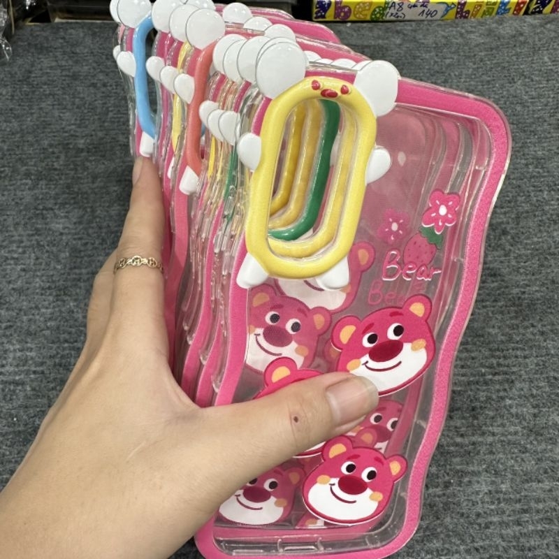 Case ốp lưng Samsung A24 A34 A54 dẻo gấu dâu lotso siêu dễ thương viền lượn sóng bảo vệ camera