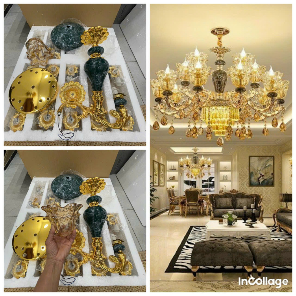 Đèn chùm MONSKY WESSO 15 tay hiện đại trang trí nhà cửa sang trọng - kèm bóng LED chuyên dụng.