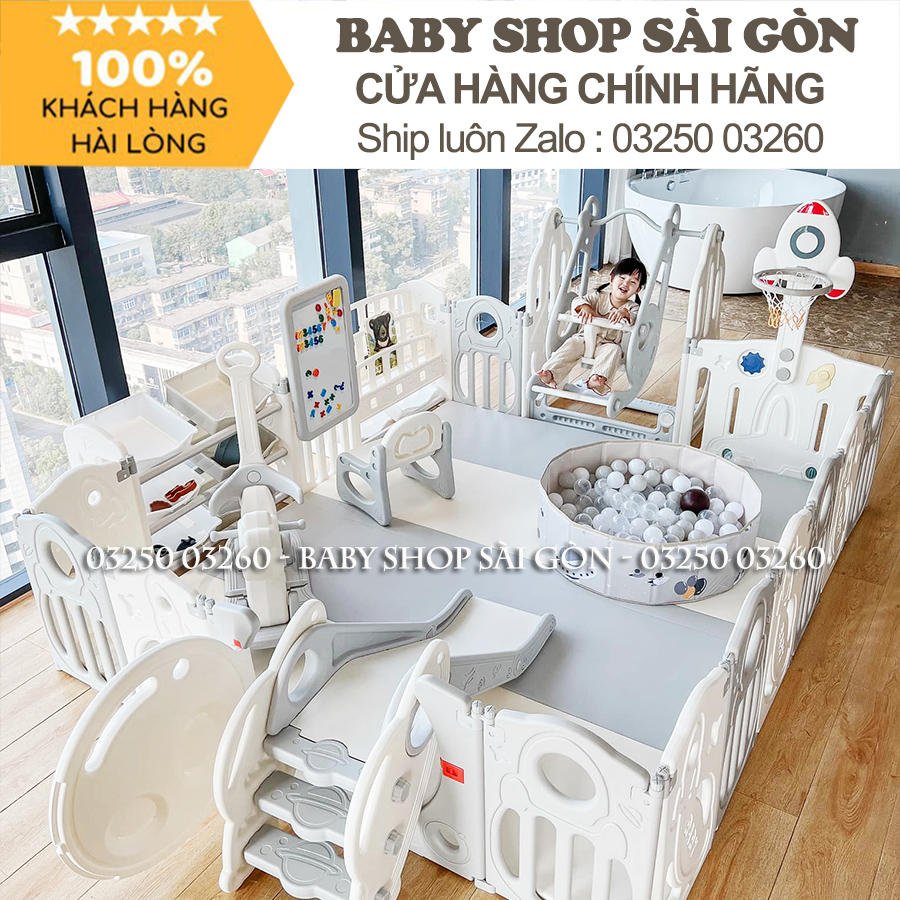 Quây cũi nhựa gấp gọn cho bé Holla Tên Lửa KÈM cầu trượt xích đu cho bé mẫu mới nhất