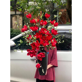 hoa giả,hoa lụa cao cấp,hoa mộc lan 6 bông