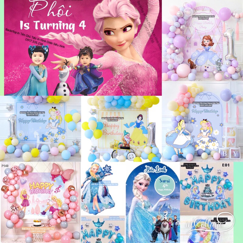 Set Bóng Công chúa Elsa Cả Bộ Backdrop