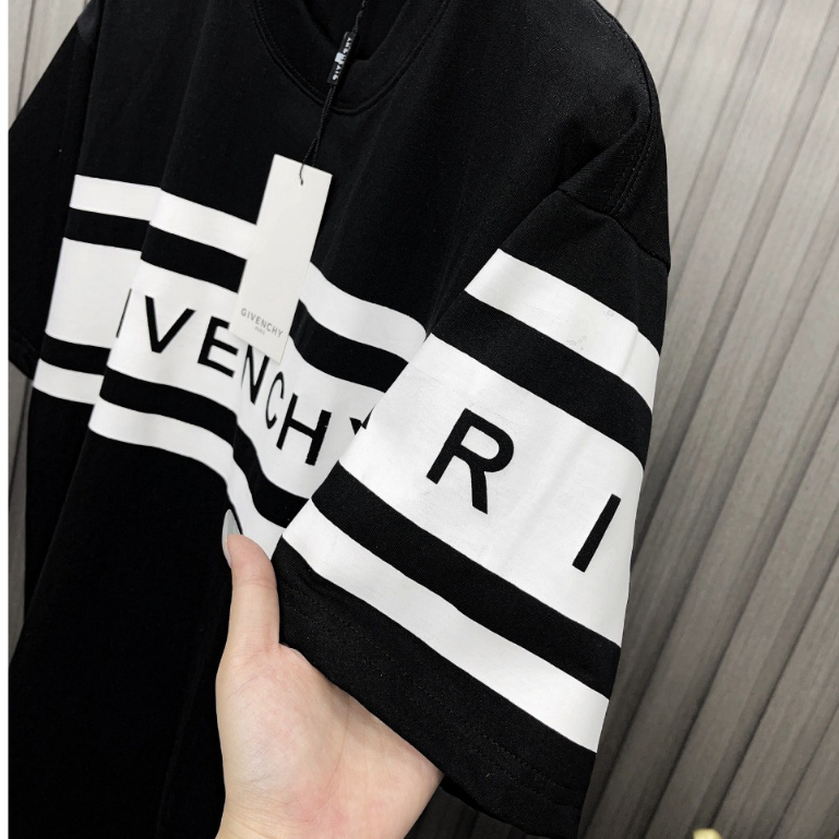 Áo Phông Nam Nữ G.i.v.e.n.c.h.y Phối Kẻ Ngang Viền Tay Cực Chất - Áo Thun Nam Nữ GVC Siêu Hot Độc Đáo Phối Siêu Đẹp