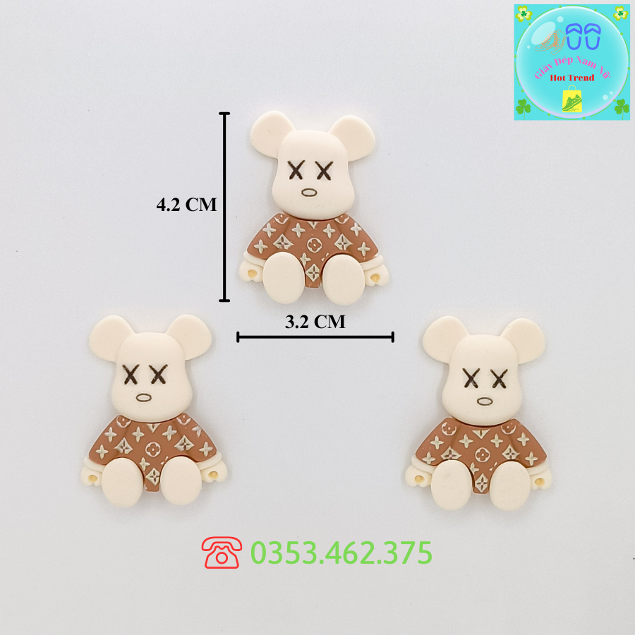 Gấu Bear X Sticker, Charm, Jibbitz DIY Phụ Kiện Trang Trí Giày Dép Cross Sục Siêu Xinh Sẵn Nút Gắn Trang Trí Dép Crocs