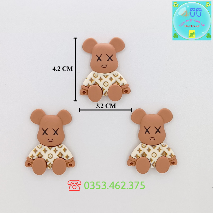 Gấu Bear X Sticker, Charm, Jibbitz DIY Phụ Kiện Trang Trí Giày Dép Cross Sục Siêu Xinh Sẵn Nút Gắn Trang Trí Dép Crocs