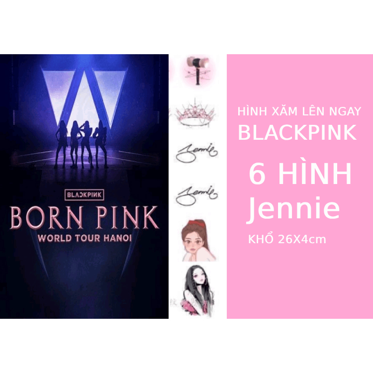 Hình xăm Blackpink, Lisa, Jennie, Rose, Jisoo, hình xăm khổ to lên màu ngay, đi concert BLACK PINK
