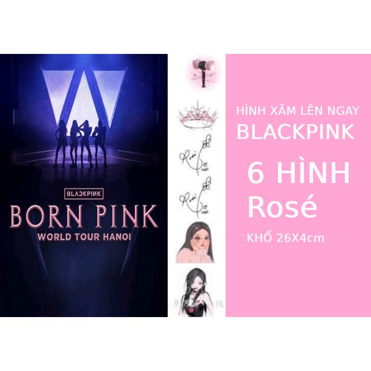 Hình xăm Blackpink, Lisa, Jennie, Rose, Jisoo, hình xăm khổ to lên màu ngay, đi concert BLACK PINK