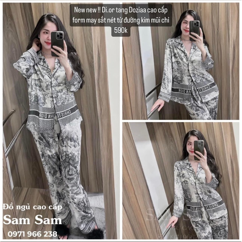 Đồ Bộ Mặc Nhà Pijama Nữ Bánh Bèo Cộc và Dài Tay Cao Cấp - Đồ Ngủ Lụa Quảng Châu