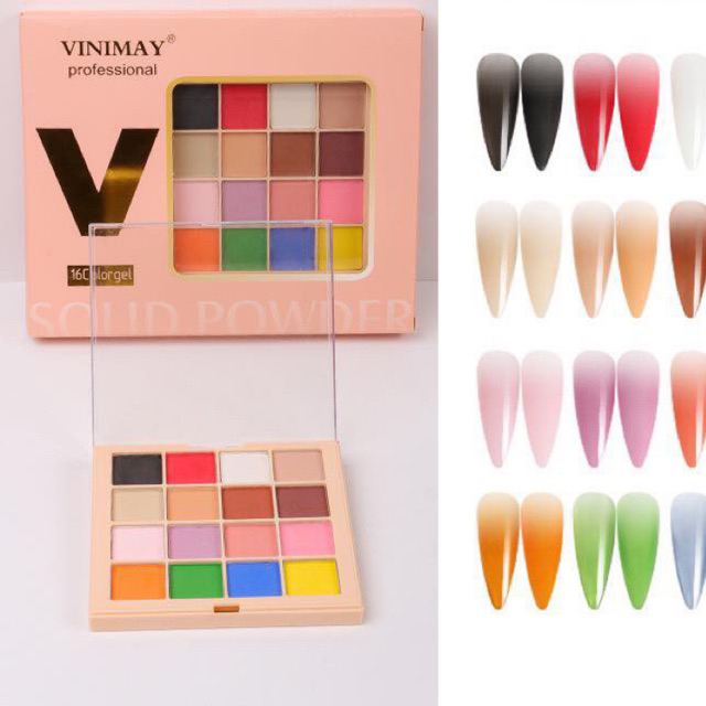 Phấn màu ombre móng set 16 màu hãng VINIMAY