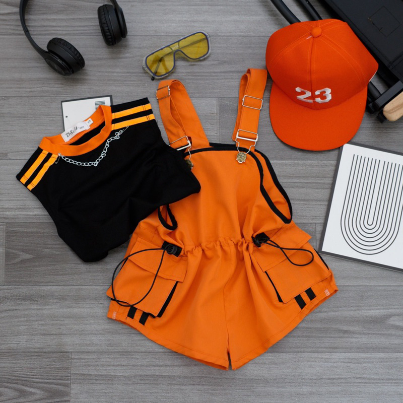 Set Yếm siêu ngầu KÈM MŨ cho bé gái