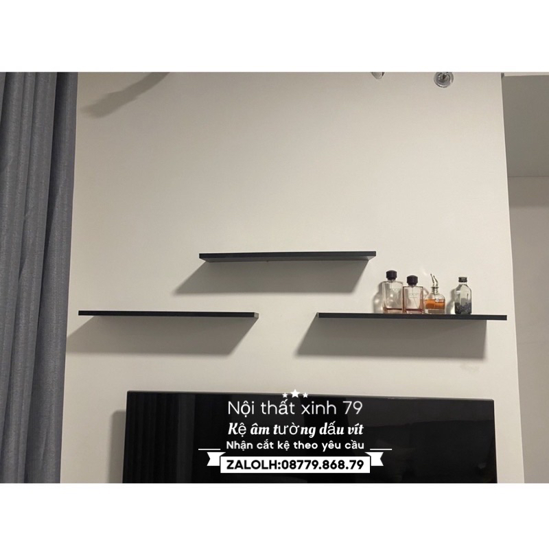 Kệ gỗ treo tường dấu vít,Kệ trang trí decor nhà phố kích thước 60x15cm