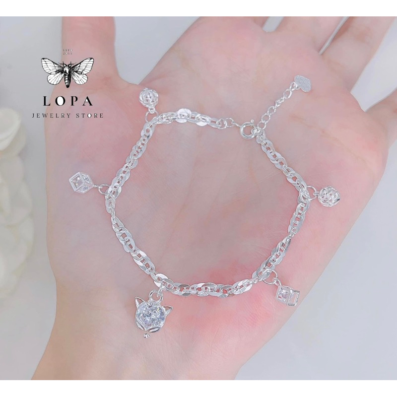 Lắc tay nữ bạc ta LoPa dáng hồ ly bản dầy nhẹ nhàng sang chảnh