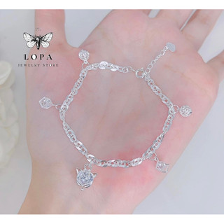 Lắc tay nữ bạc ta LoPa dáng hồ ly bản dầy nhẹ nhàng sang chảnh