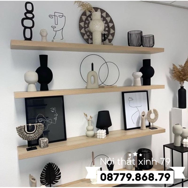 Kệ gỗ treo tường dấu vít,Kệ trang trí decor nhà phố kích thước 60x15cm