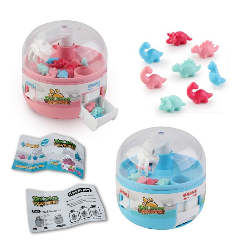 Máy gắp thú mini giá rẻ, Đồ chơi máy gắp Khủng long Mini tặng 8 khủng long cho bé