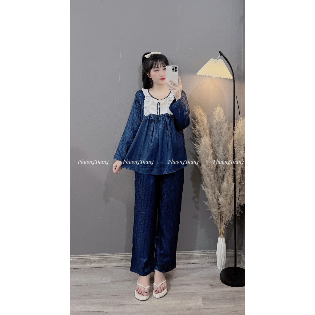 BỘ BẦU LỤA GẤM CỔ VUÔNG REN TRẮNG 5 MẦU