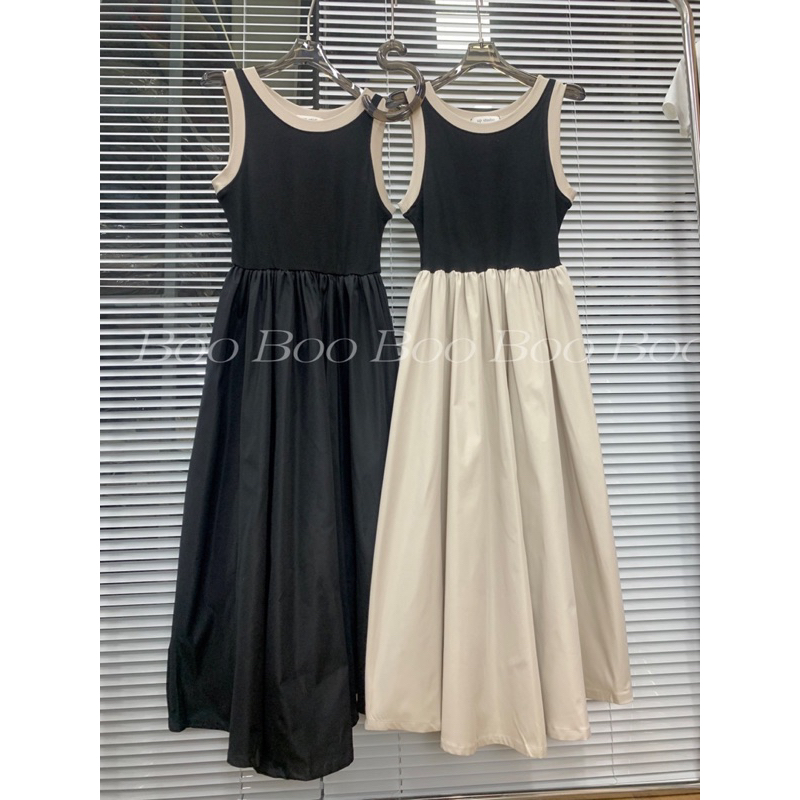 VÁY ZIP PHỐI VIỀN DÁNG DÀI