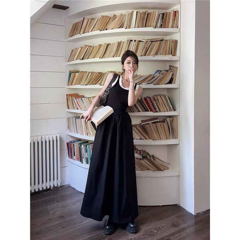 VÁY ZIP PHỐI VIỀN DÁNG DÀI