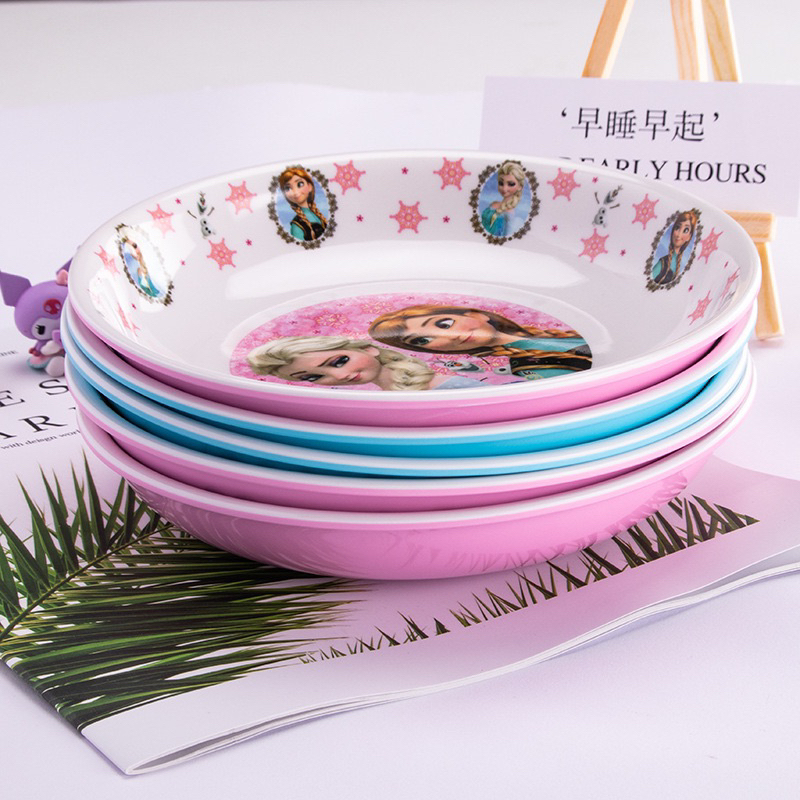 Dĩa nhựa melamine tròn Hello Kitty - Doremon Doraemon - Elsa - Melody - Nhện