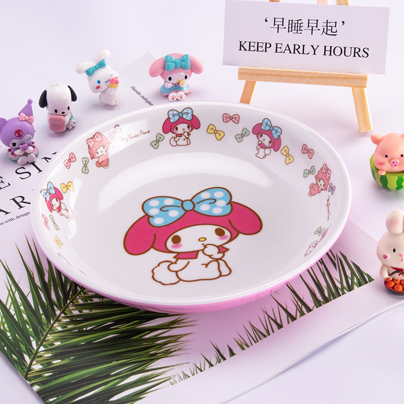 Dĩa nhựa melamine tròn Hello Kitty - Doremon Doraemon - Elsa - Melody - Nhện