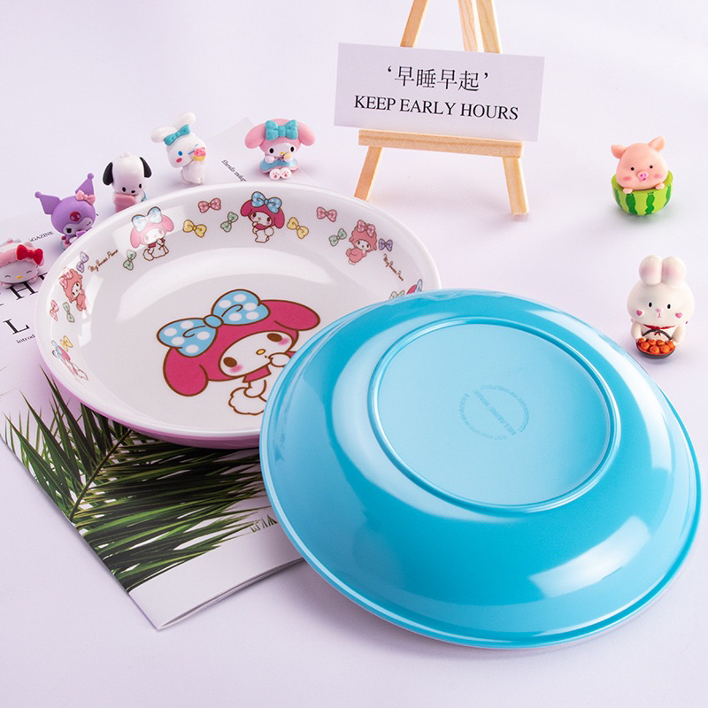 Dĩa nhựa melamine tròn Hello Kitty - Doremon Doraemon - Elsa - Melody - Nhện