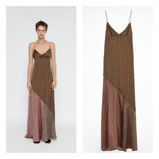 THUHIENZR(sẵn XS)Váy maxi ZARA 8880/913/700 vải lụa kiểu hai dây xẻ tà phối màu(kèm ảnh thật)