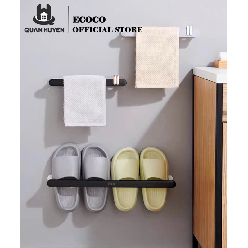 Kệ để dép, treo khăn ECOCO thông minh mẫu mới | Giá cài vung nồi nhà bếp đa năng không khoan tường cao cấp