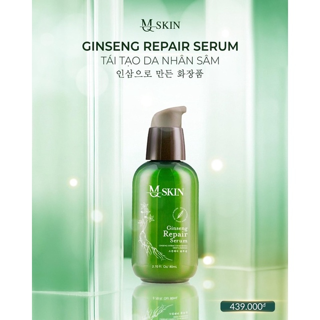 Serum tái tạo da nhân sâm MQ SKIN giảm mụn sẹo nám tàn nhang - Ginseng Repair Serum pet 80ml