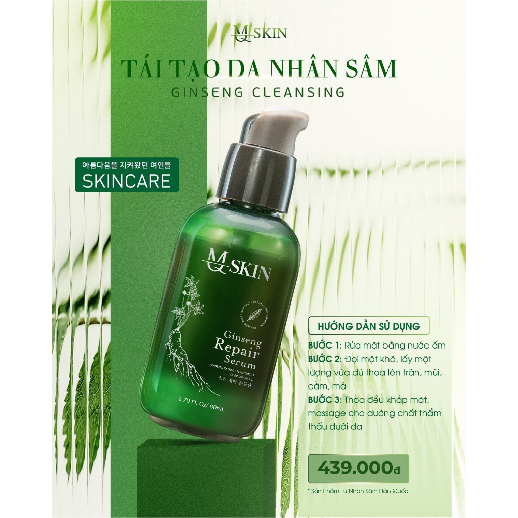 Serum tái tạo da nhân sâm MQ SKIN giảm mụn sẹo nám tàn nhang - Ginseng Repair Serum pet 80ml