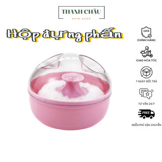 Hộp đựng kèm bông chậm phấn rơm, Hộp đựng phấn