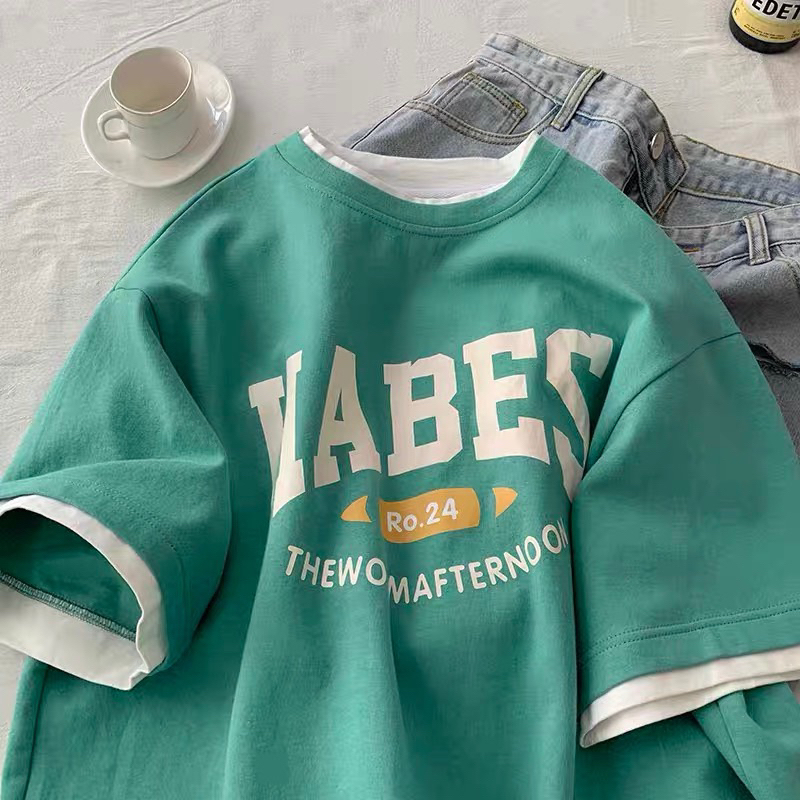 Áo thun Habes unisex viền cổ, tay phối màu xinh lung linh
