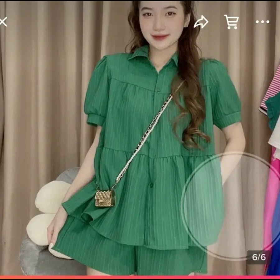 Set đồ bộ bigsize nữ tay ngắn áo baby doll cực xinh dành cho các tiểu thư chuppy 58-95kg-SET51