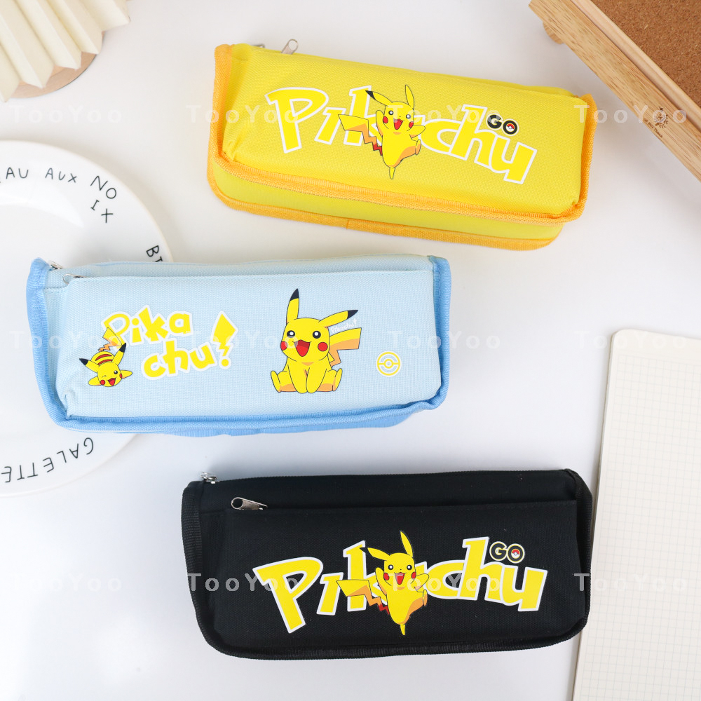 Hộp bút Pikachu vải Oxford 2 ngăn dễ thương cute TooYoo BK00160