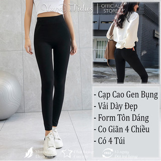 Quần Legging Nữ Cao Cao Gen Bụng 4 Túi Vải Dày Xịn Đẹp YUNATIDUS mã CN01
