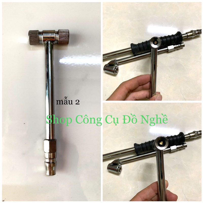Đầu bơm hơi lốp xe máy, xe hơi ngắn dài 2 đầu