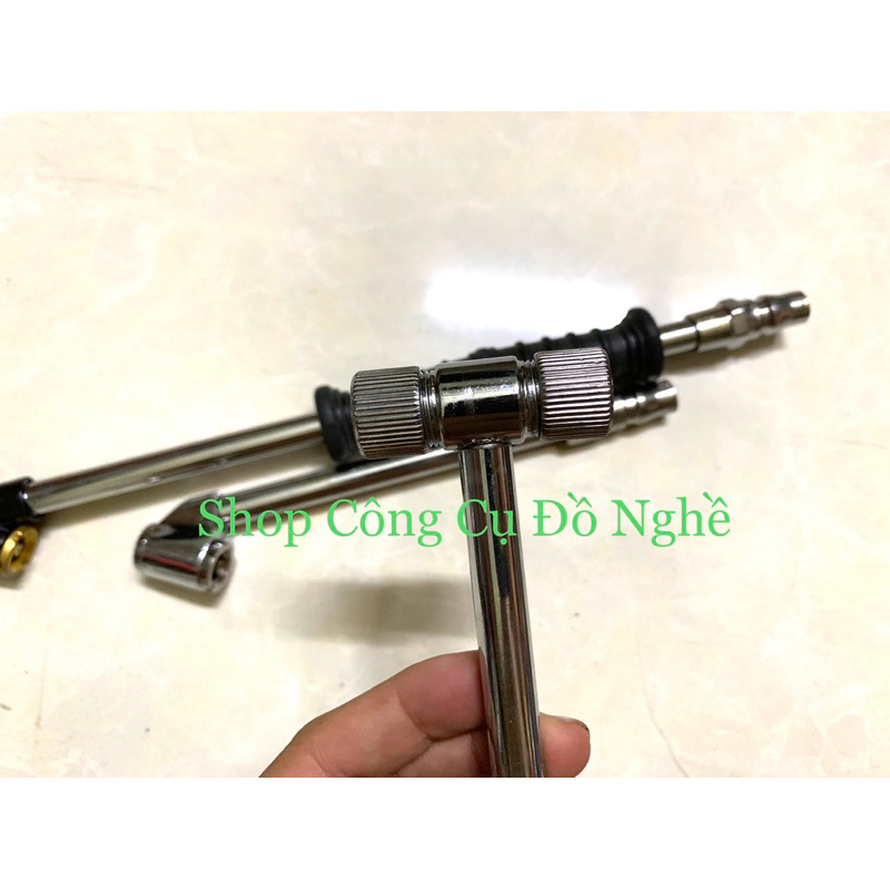 Đầu bơm hơi lốp xe máy, xe hơi ngắn dài 2 đầu