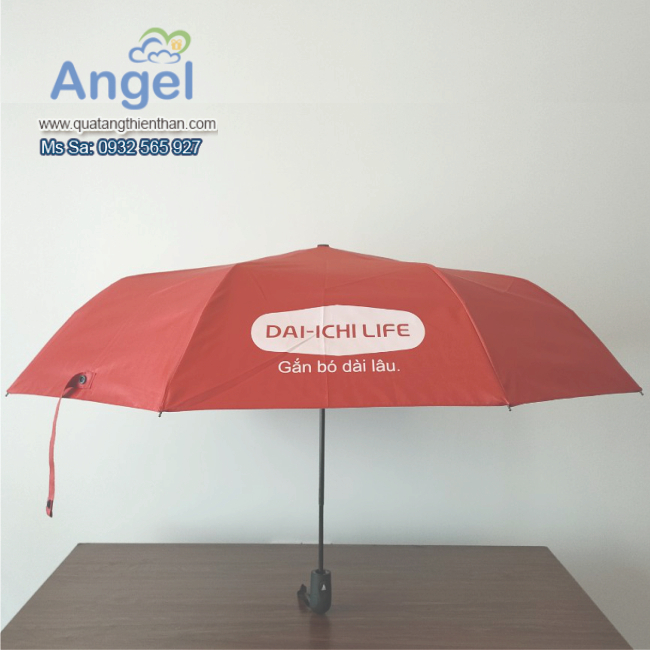 Dù gấp 3 màu xanh in logo theo yêu cầu