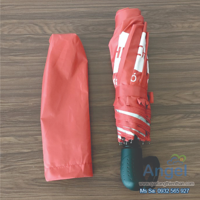 Dù gấp 3 màu xanh in logo theo yêu cầu