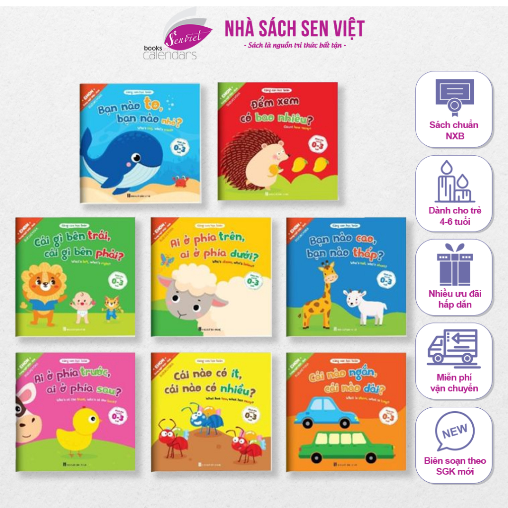 Sách – Combo 8 Cuốn EHON Cùng Con Học Toán Song Ngữ Việt Anh – Dành Cho Trẻ 0-3 Tuổi