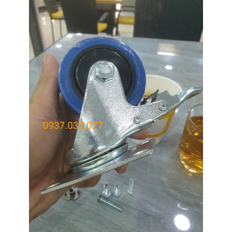 Bánh xe TPR 75mm loại khóa kép, bền bĩ, êm nhẹ, hàng nhập khẩu chính hãng