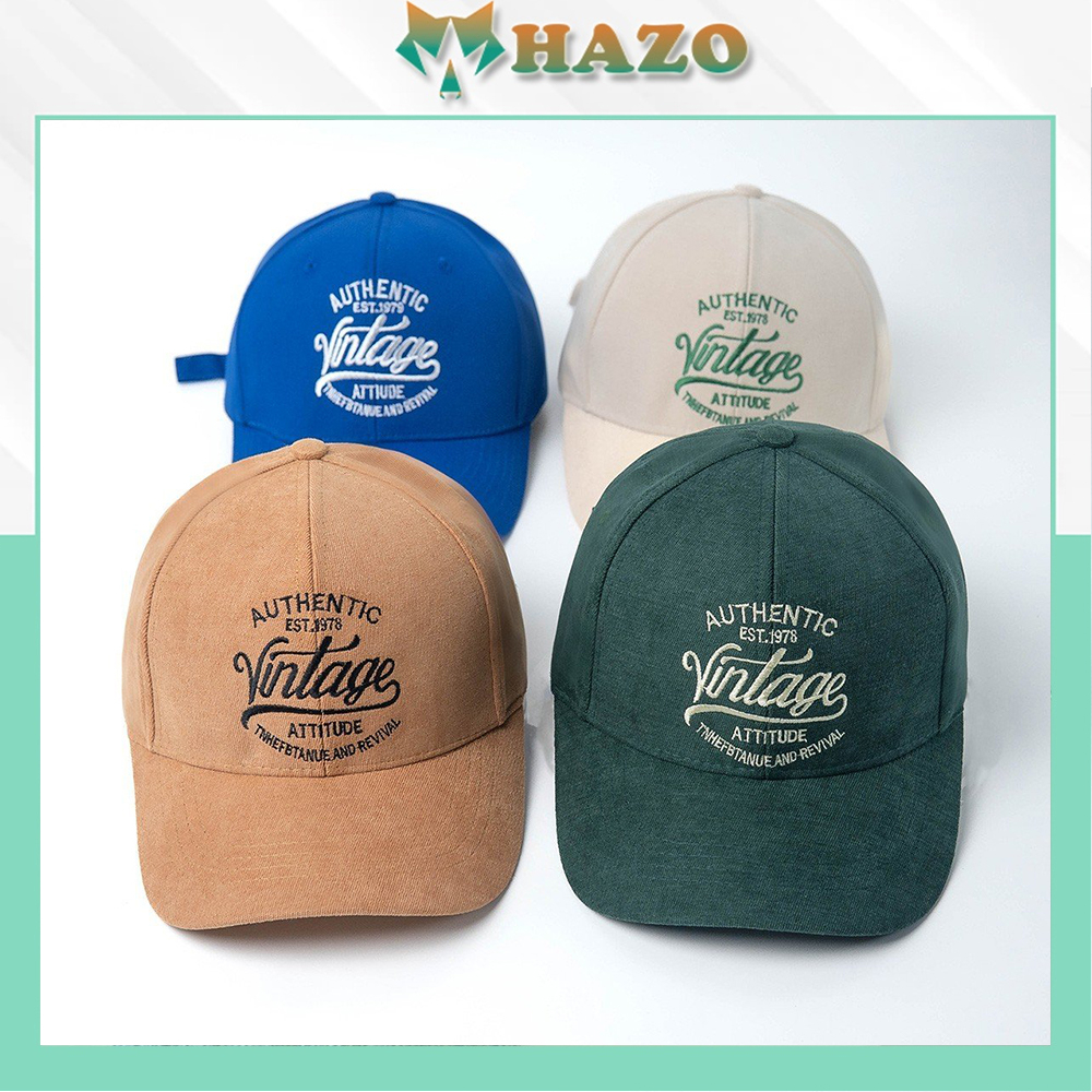 Mũ Lưỡi Trai Nón Kết Nhung Cao Cấp Thêu Chữ Vintage 489 Phong Cách Ulzzang Form Unisex Nam Nữ - Hazo