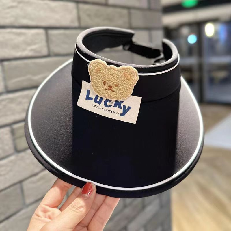 Mũ Cói Nửa Đầu Gấp Gọn Lucky Hình Gấu Cho Bé