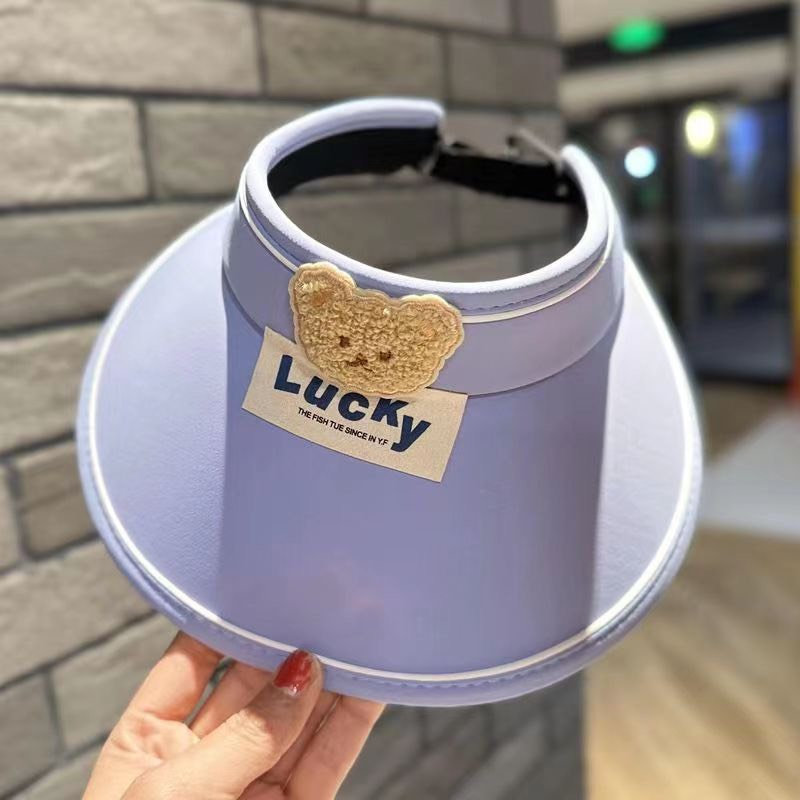 Mũ Cói Nửa Đầu Gấp Gọn Lucky Hình Gấu Cho Bé