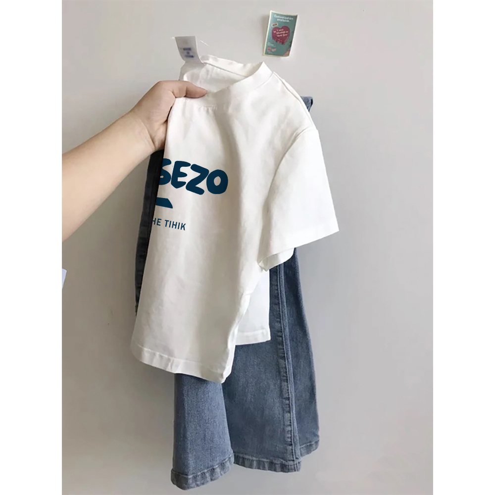 Áo Thun Croptop Tay Ngắn Cổ Tròn In Họa Tiết Phong Cách Hàn Quốc Cho Nữ