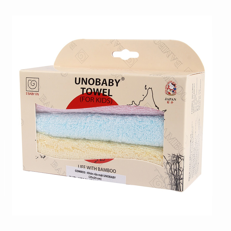 Set 3 khăn mặt sợi tre Unobaby