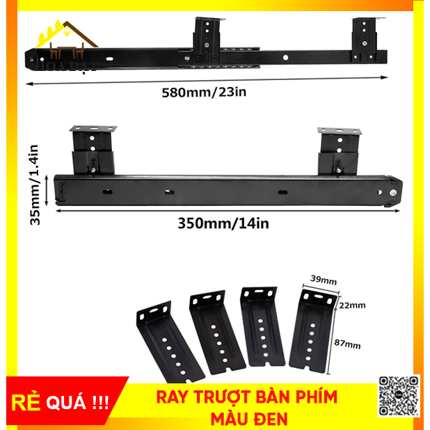 Ray Trượt Bàn Phím Bản 35x350x1mm - Màu Đen - Tiện Lợi - Chắc Chắn