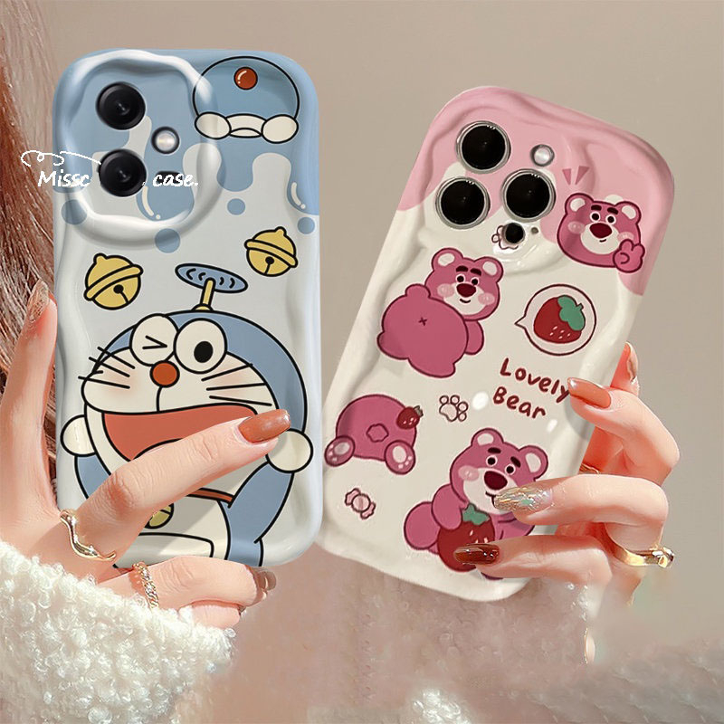 Ốp Điện Thoại Tpu Mềm Viền Cong Hình Doraemon / Dâu Tây 3D Cho IPhone 7 8 6s 6 Plus XR 11 13 12 14 Pro Max X XS sk1036