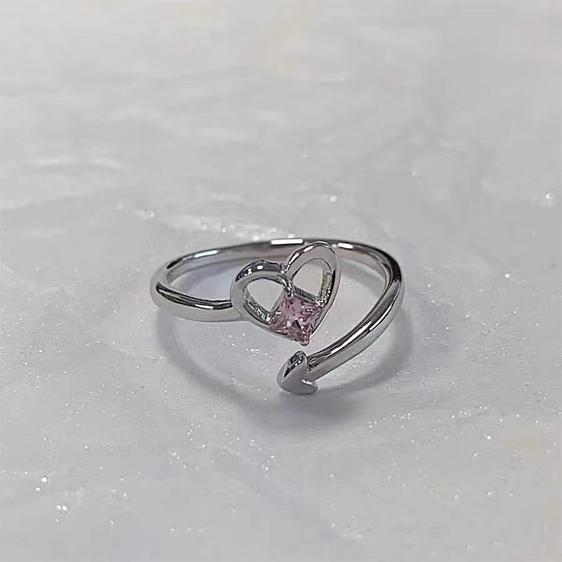 Miumiua🔮Nhẫn Mạ Bạc 925 Hình Trái Tim Đính Pha Lê Dễ Thương Ngọt Ngào Cho Nữ
