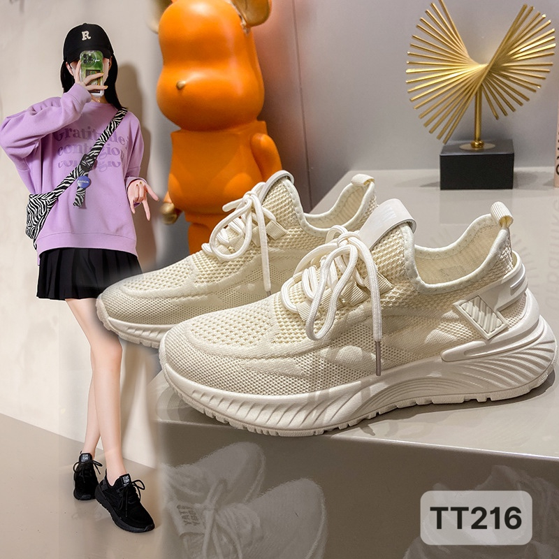 Giày Thể Thao Nữ Dệt Lưới Thông Thoáng 3cm-TT216