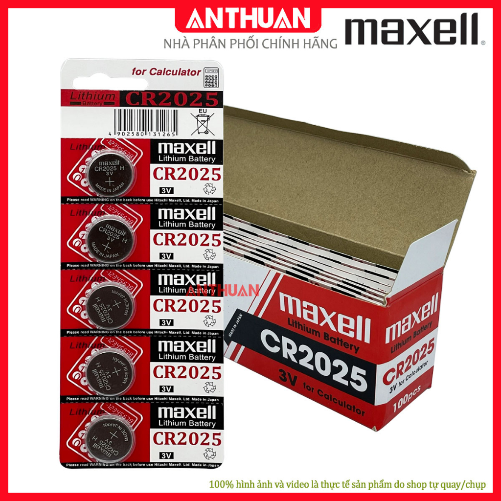 Pin Lithium 3V CR2025 Maxell. Pin cúc áo dùng cho remote, máy tính, smartkey, khóa điện tử, điều khiển, đồng hồ, cân điệ