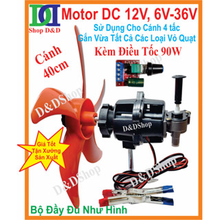 Motor 12V-Loại Cánh 3 Tấc Và 4 Tấc.Có Kèm Điều Tốc.Gắn Vừa Các Loại Vỏ Quạt. Chạy Bình Acquy 12V